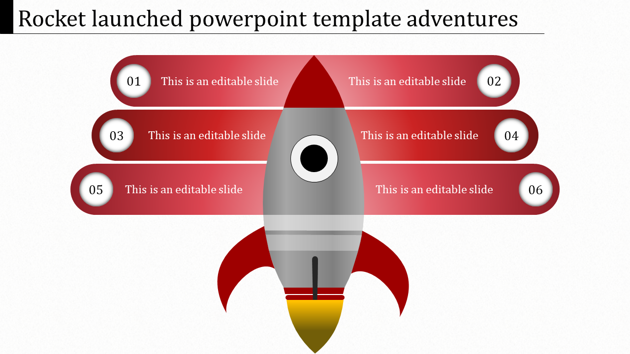 rocket launched powerpoint template-red